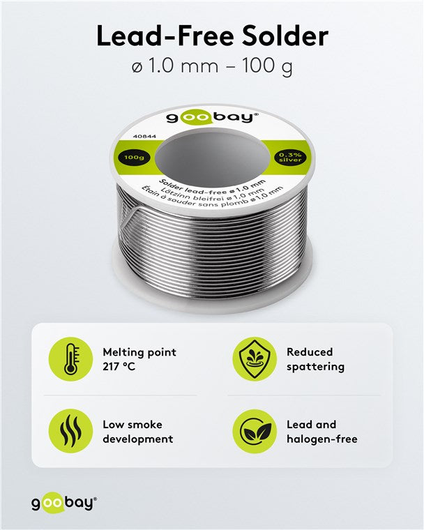 Stagno per saldatura senza piombo, ø 1,0 mm, 100 g