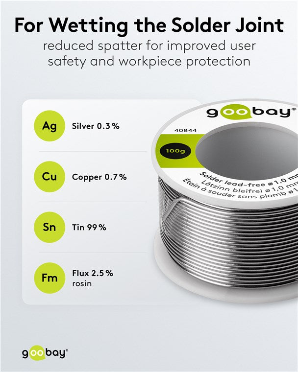 Stagno per saldatura senza piombo, ø 1,0 mm, 100 g