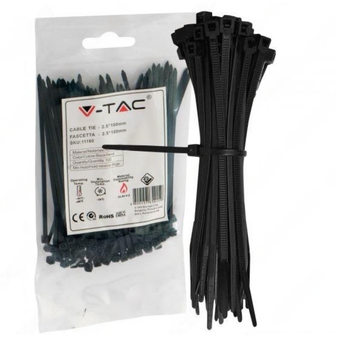 Fascette Stringicavo Autobloccanti in Nylon Nero - 100pz