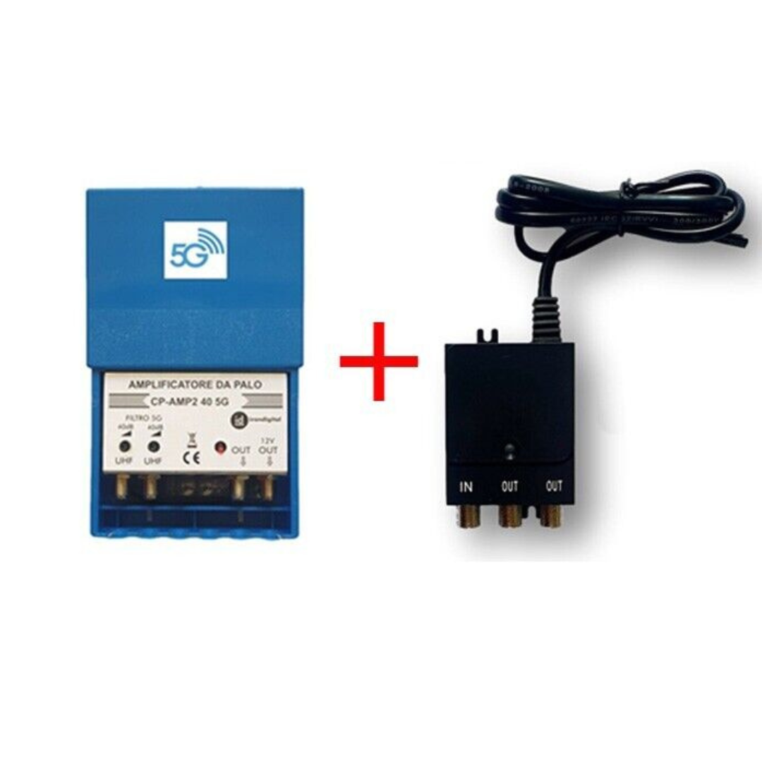 Kit Alimentatore Stabilizzato 2Out/300mA + Amplificatore Antenna 2Out/30dB
