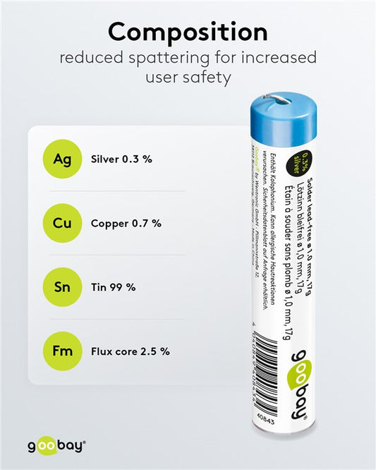 Stagno per saldatura senza piombo, ø 1,0 mm, 17g