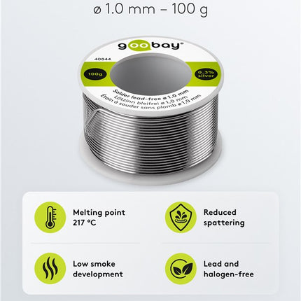 Stagno per saldatura senza piombo, ø 1,0 mm, 100 g