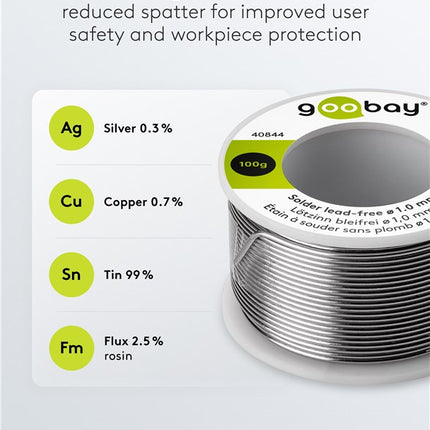 Stagno per saldatura senza piombo, ø 1,0 mm, 100 g