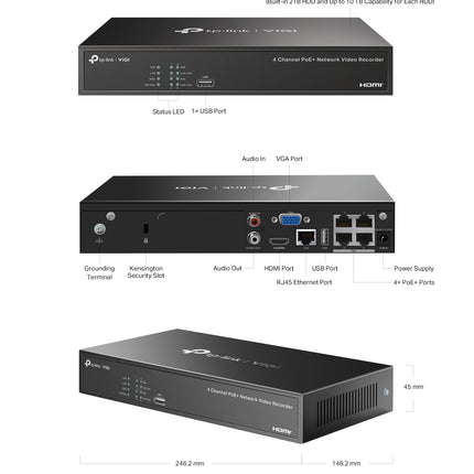 NVR TP-Link VIGI IP network 4 canali PoE+