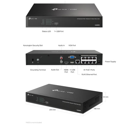 NVR TP-Link VIGI IP network 8 canali PoE+