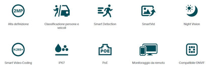 Telecamera IP Bullet 2MP IR Outdoor PoE