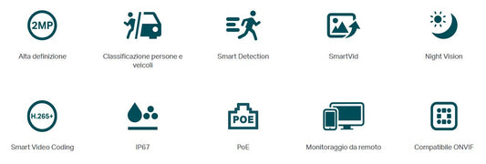 Telecamera IP Bullet 2MP IR Outdoor PoE