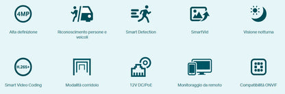 Telecamera IP Dome 4MP IR Outdoor PoE