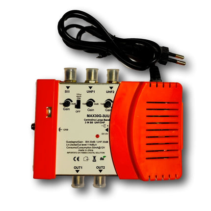 Centralina Amplificata 30dB 3 in 2 Out 114 dBuV 5G
