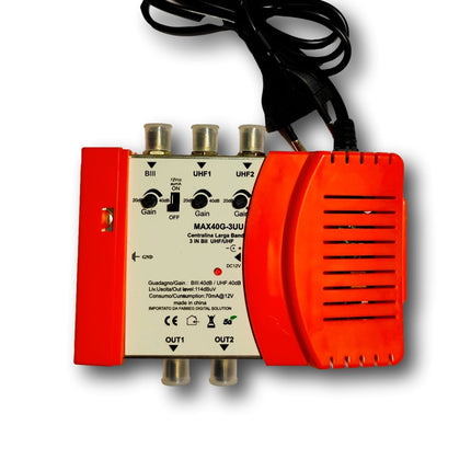 Centralina Amplificata 40dB 3 in 2 Out 114 dBuV 5G