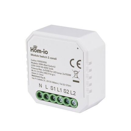 Interruttore Wifi Modulo Dual Switch da incasso 10A 2 Canali