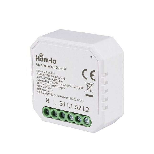 Interruttore Wifi Modulo Dual Switch da incasso 10A 2 Canali