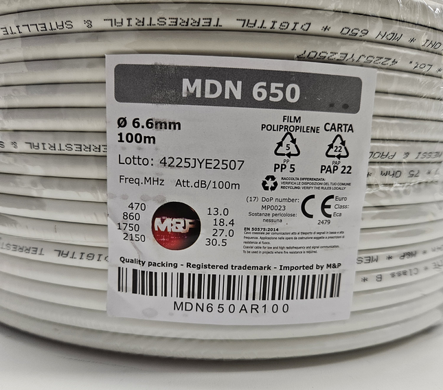 Cavo Coassiale per Antenna e Parabola 7mm M&P 100m