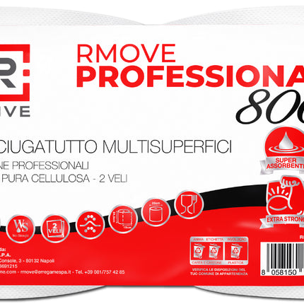 Bobina asciugatutto 800 strappi 2 veli Professionale