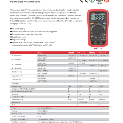 Multimetro Digitale UNI-T con funzione NCV