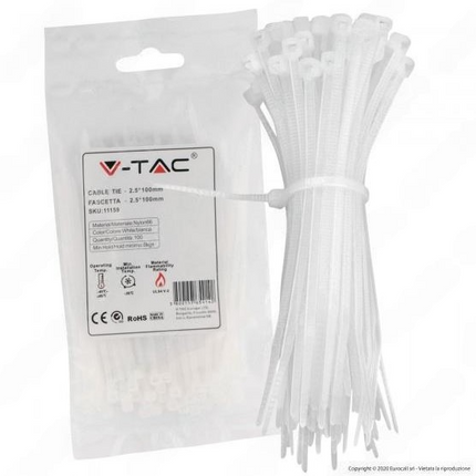 Fascette Stringicavo Autobloccanti in Nylon Bianco - 100pz