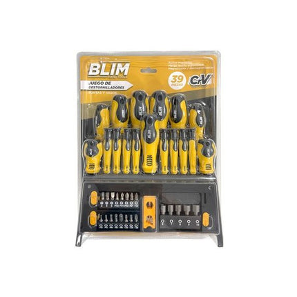 Set 39 pezzi 16 cacciaviti, punte e bussole