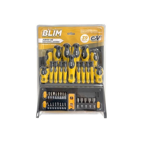 Set 39 pezzi 16 cacciaviti, punte e bussole