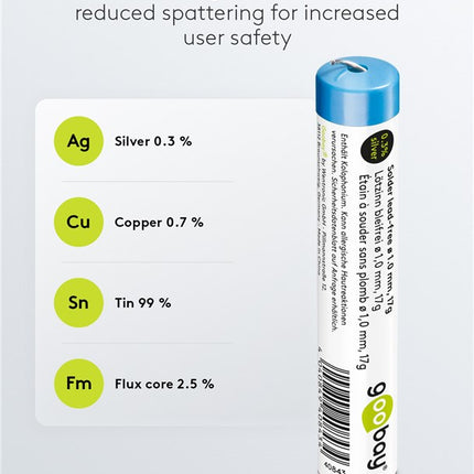 Stagno per saldatura senza piombo, ø 1,0 mm, 17g