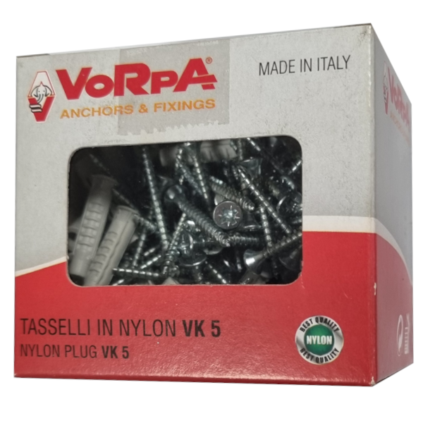 Tasselli 5 mm in Nylon a 4 settori con Viti TSP - 100pz